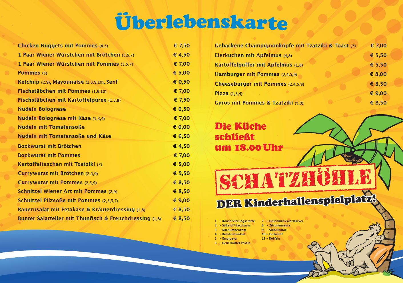 Die Überlebenskarte (Speisen) für die Schatzhöhle Magdeburg (Stand 01/2026)